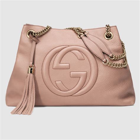 gucci soho light pink|Gucci leather shoulder bag.